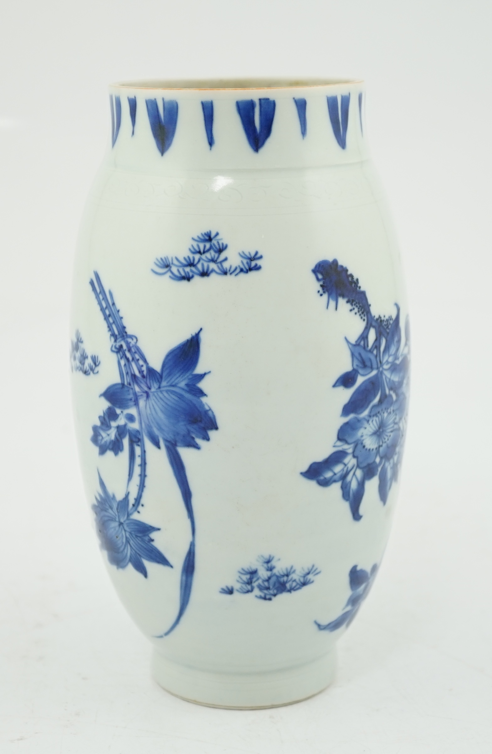 A Chinese Transitional blue and white jar, c.1640